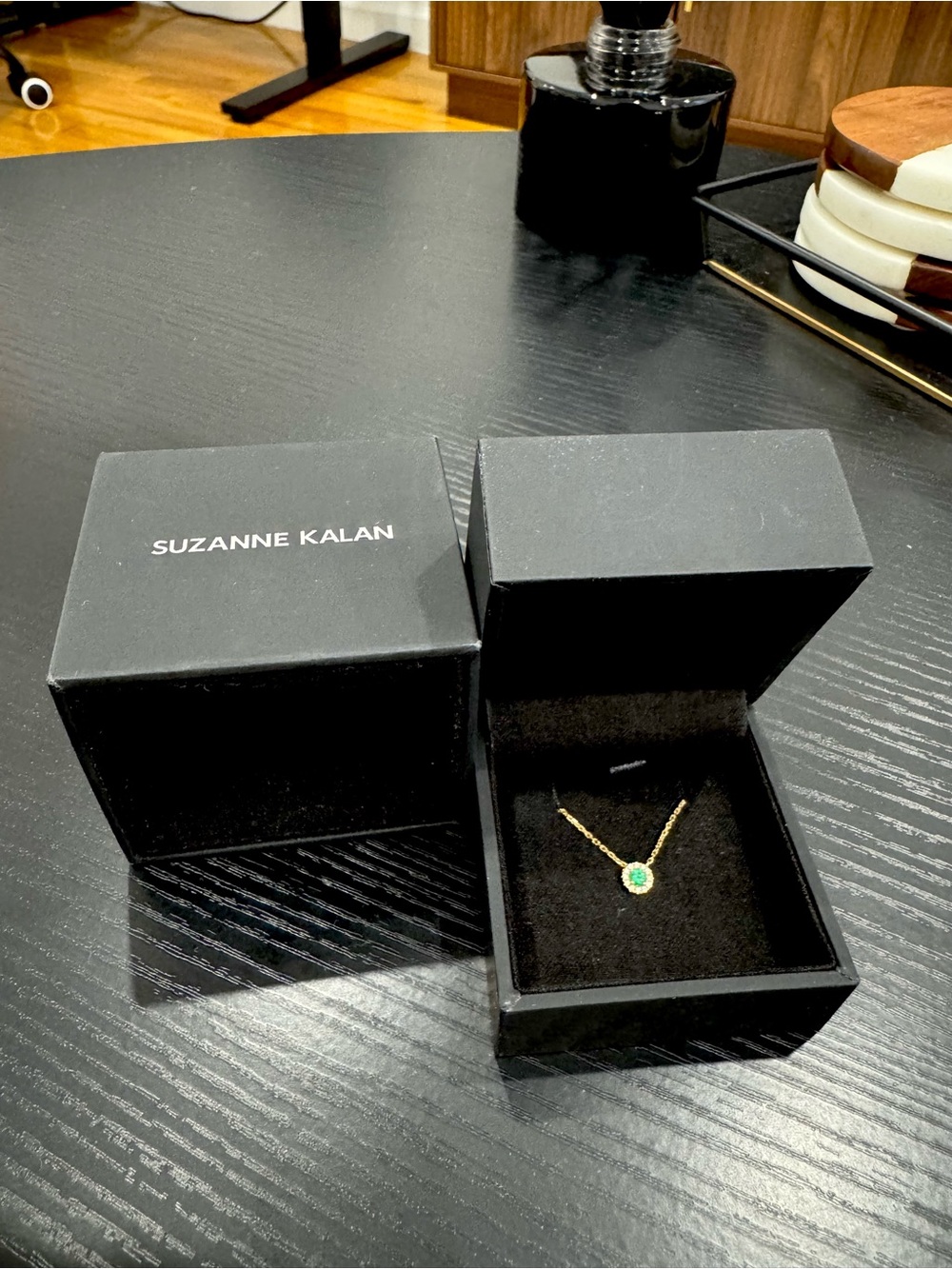 Suzanne Kalan Emerald and Diamond Pendant Necklace - Picture 3 of 5